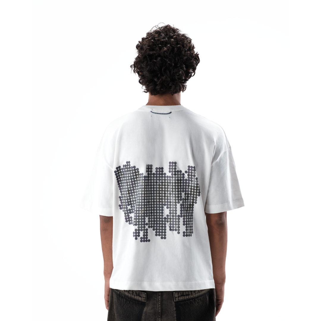 QUADRO CREATIONS - CAMISETA 'LINE DOTS' OFF WHITE