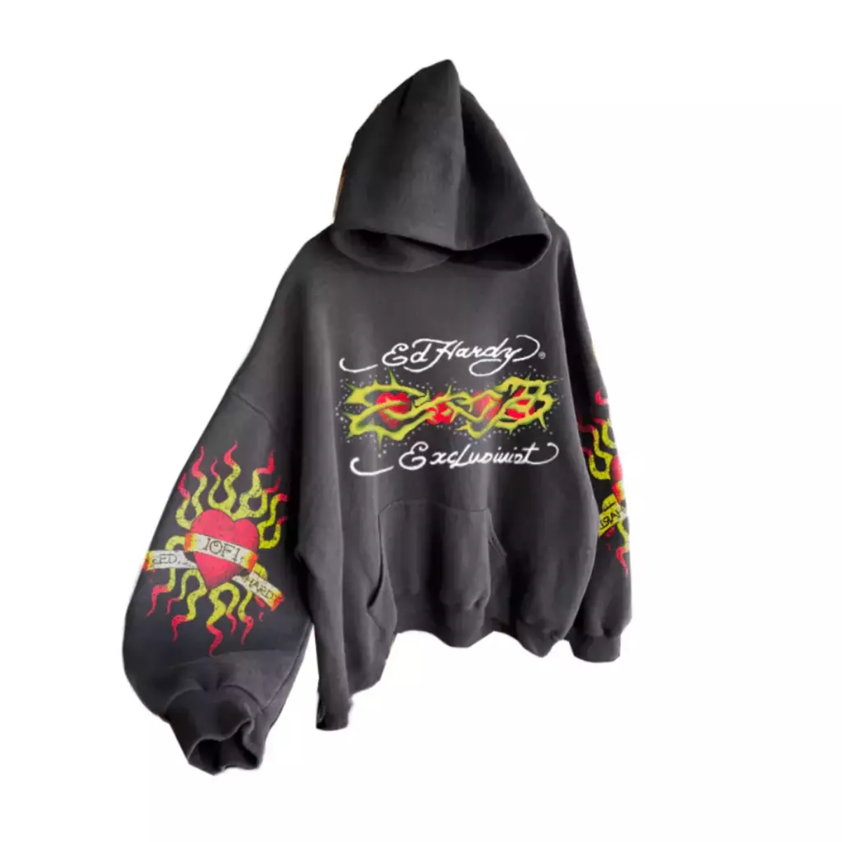 Exclusivist 1of1 x Ed Hardy - Moletom 'Protected Hearts' Cinza