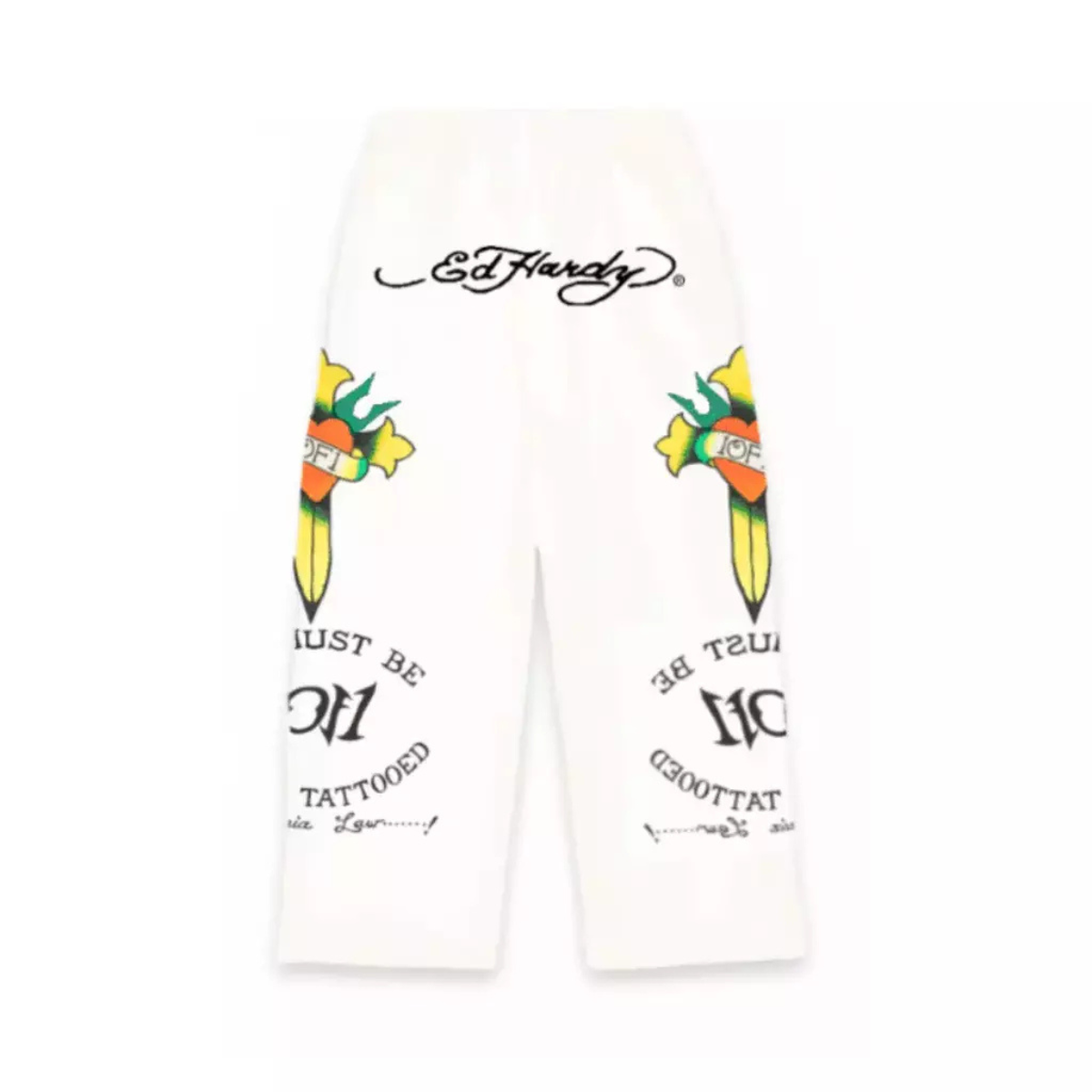 Exclusivist 1of1 x Ed Hardy - Calça de Moletom 'Love Is a Gamble' Off White